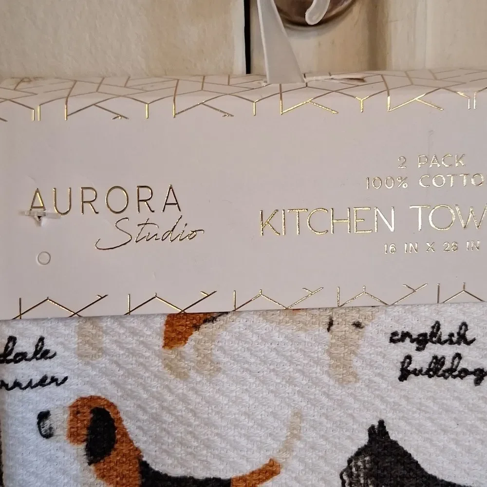 Dog breed kitchen towels K9 design cotton cloths clean up accessory